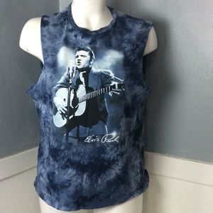 Elvis Presley Sleeveless Blue Tye Dye Shirt Sz XL